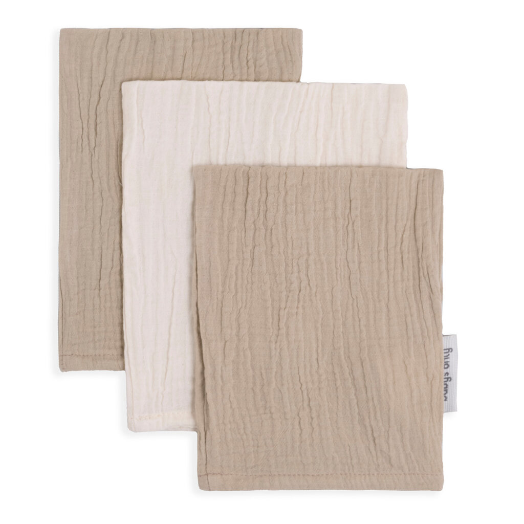 Baby's Only hydrofiele washandjes tender set van drie - beige/linen