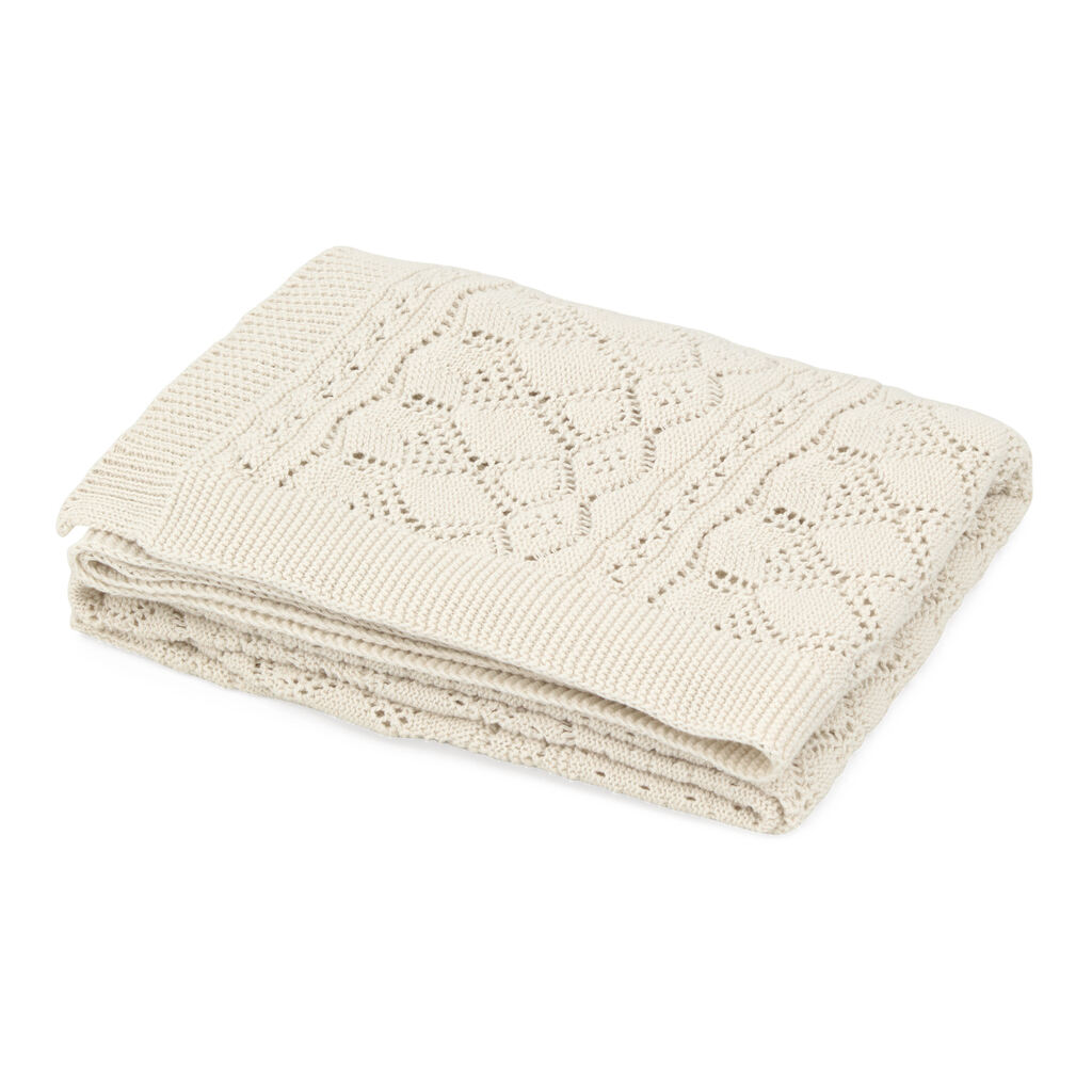 Cam Cam wiegdeken gebreid pointelle 80x100 - off-white