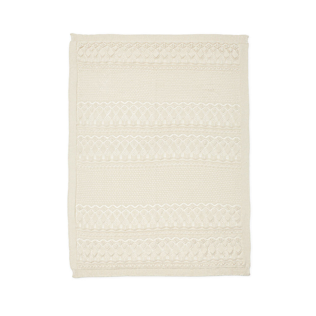 Cam Cam wiegdeken gebreid pointelle 80x100 - off-white - Afbeelding 2