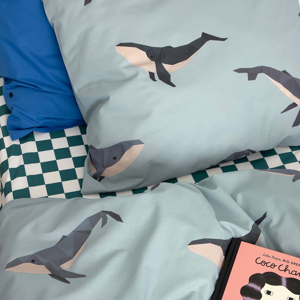 Studio Ditte peuterdekbedovertrek walvis120x150/60x50- blauw - Afbeelding 3