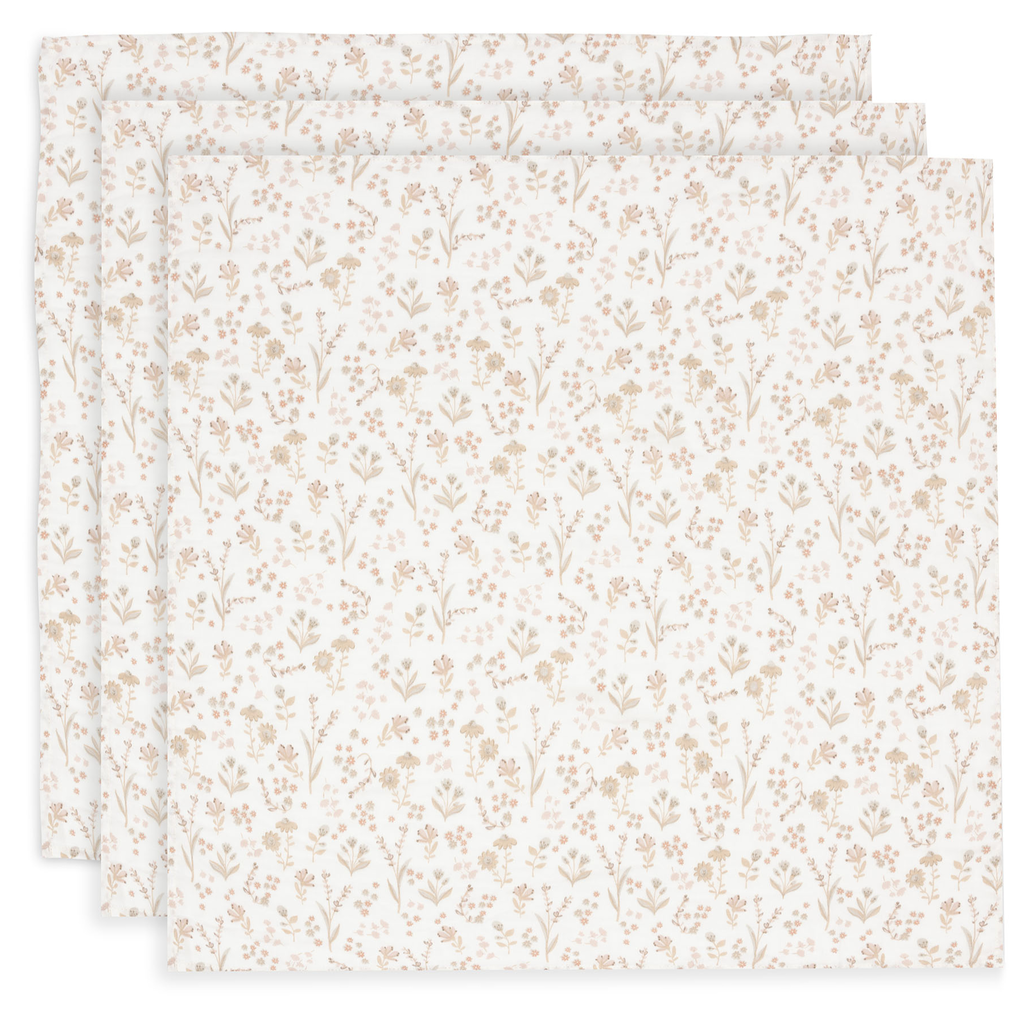 Jollein hydrofiele doeken set van drie 70x70 - bloomy