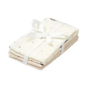 Cam Cam Copenhagen spuugdoekjes set van 4 met Carousel print en uni kleuren van zacht biologisch katoen voor de babykamer
