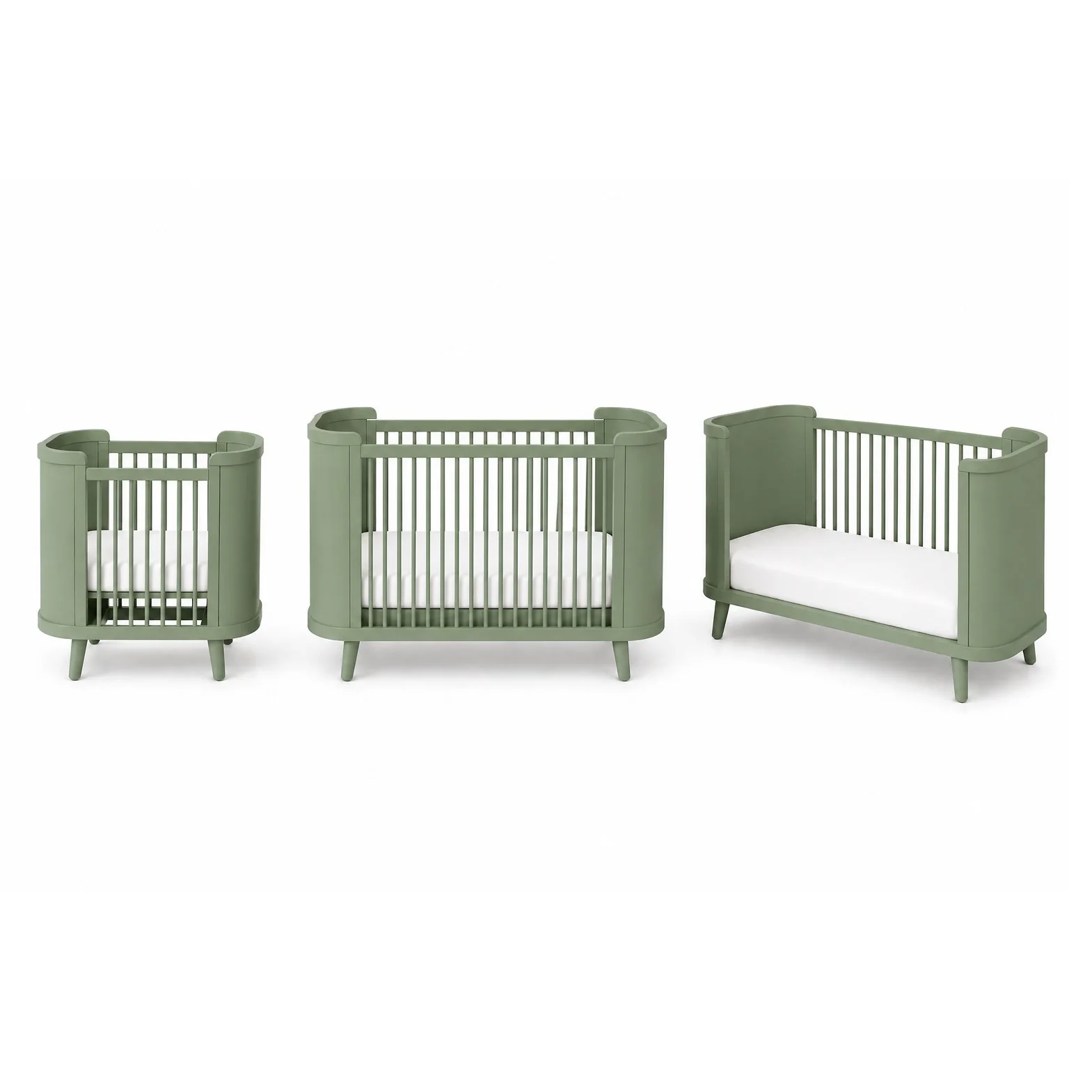 Ingvart meegroeibed Boho forest green in drie standen wieg en ledikant