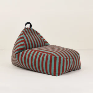 Zitzak Long Beanbag red teal green Stripes van Nobodinoz