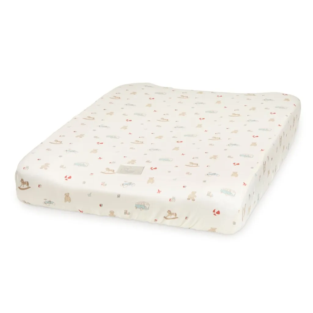 Cam Cam aankleedkussenhoes vintage toys print op aankleedkussen neutrale babykamer