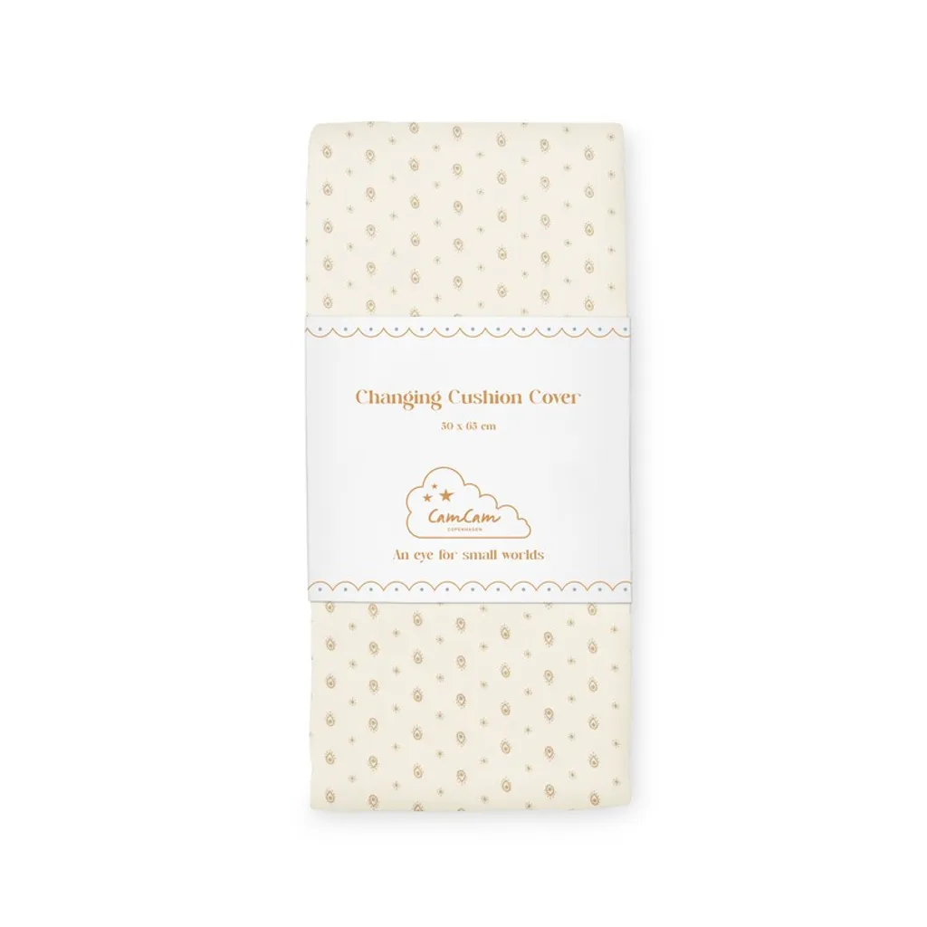 Cam Cam Copenhagen aankleedkussenhoes kleine beige rowan print verpakking 50x65 cm