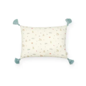 Cam Cam kinderkamer kussen vintage toys print blauw kwastjes