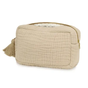 Cam Cam Copenhagen hydrofiele verzorgingstas latte beige mousseline gouden rits