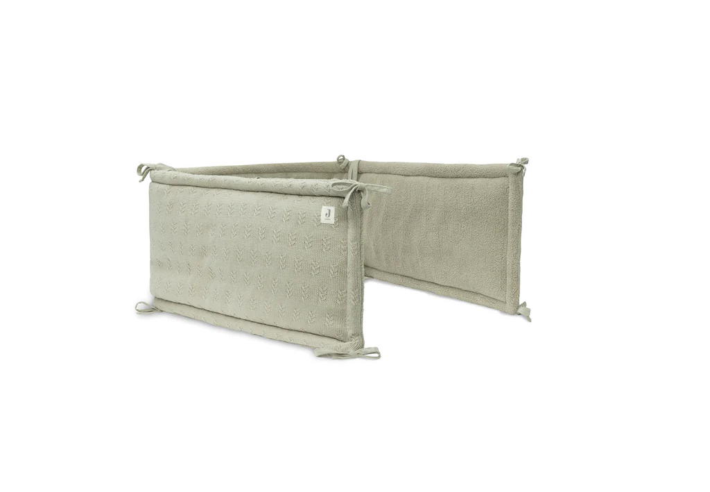 Jollein gebreide bedomrander grain 180x30 - oatmeal / olive