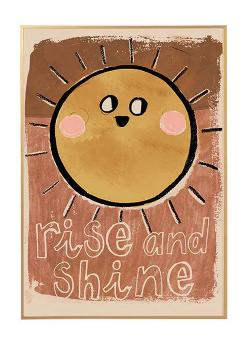 Poster rise and shinevan Studio Loco – vrolijke wanddecoratie voor de babykamer en kinderkamer